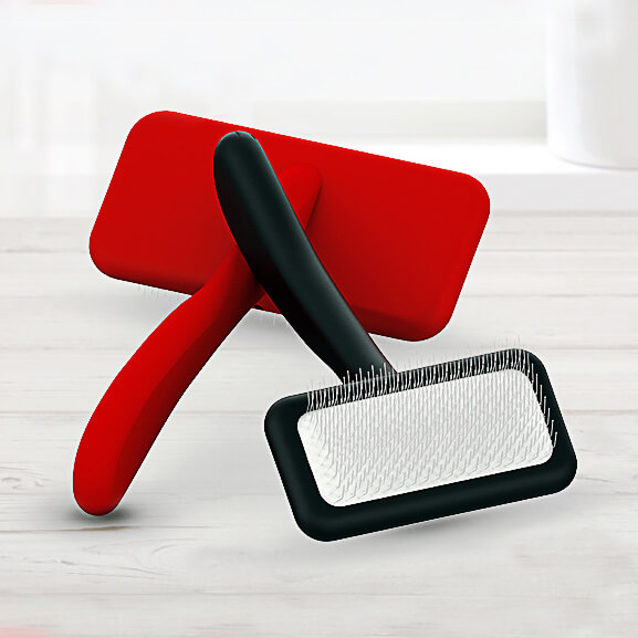 Hilt Handle Soft Pins Slicker Brush for Dogs & Cats Black & Red -SHMM UK