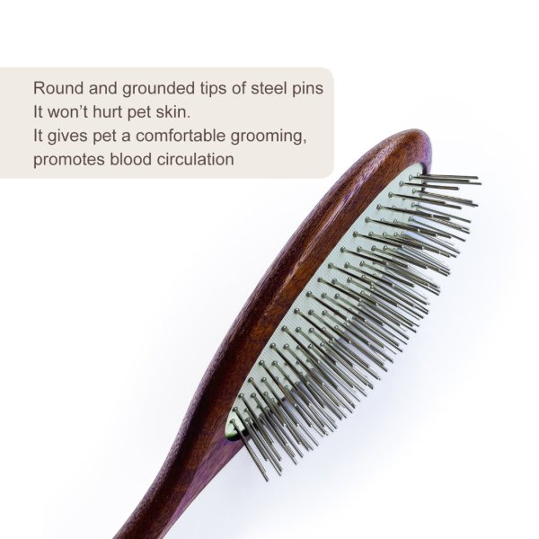 Sapele Short 17mm Pin Brush for Dogs & Cats Gentle Grooming -SHMM.UK