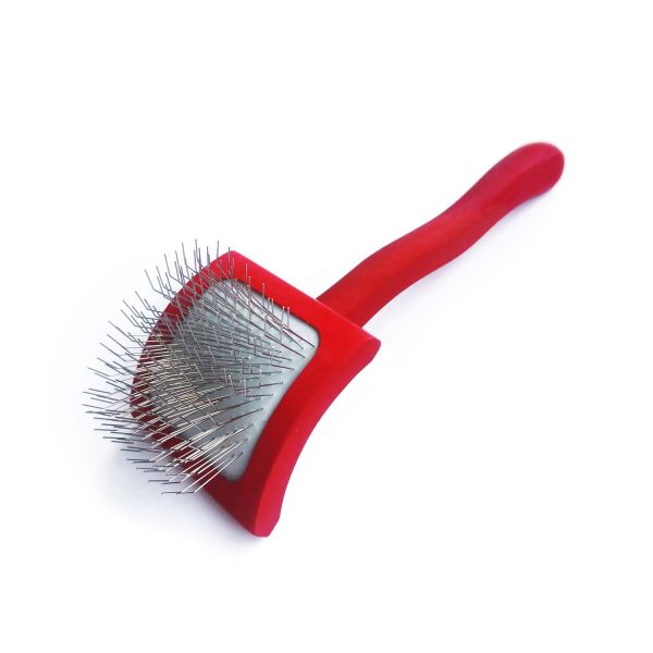 Small Curved Slicker Brush for Dogs & Cats 18mm Red -SHMM UK