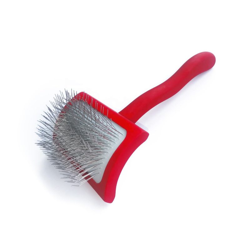 Medium Curved Slicker Brush for Dogs & Cats 18mm Red -SHMM UK